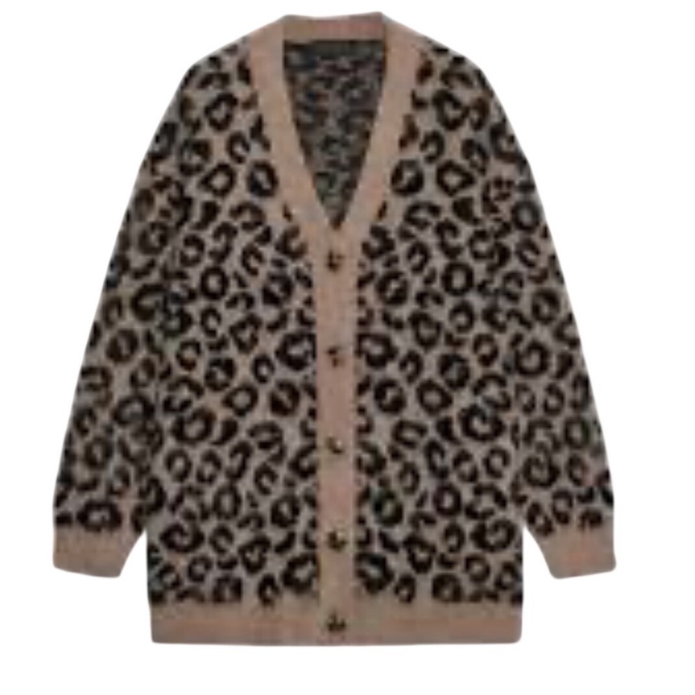 ZARA Animal Jacquard Knit Cardigan, Womens's Size S